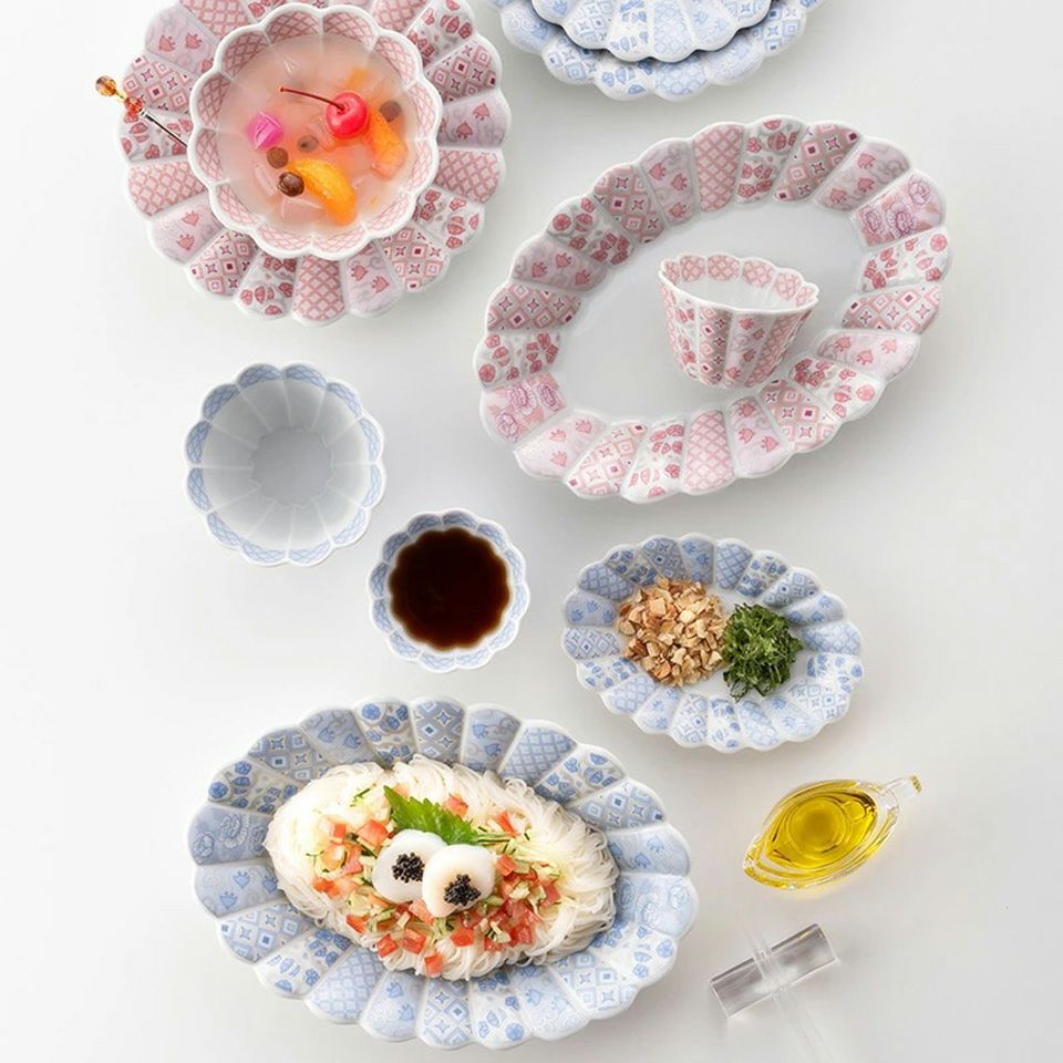 花離宮シリーズ 【波佐見焼】花離宮 19cm 丸皿（ピンク）〈1枚〉 |皿や