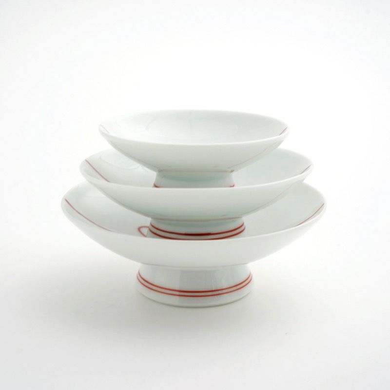 有田焼・伊万里焼（佐賀県） 【有田焼】朱線結び紋 屠蘇器揃〈酒瓶1個