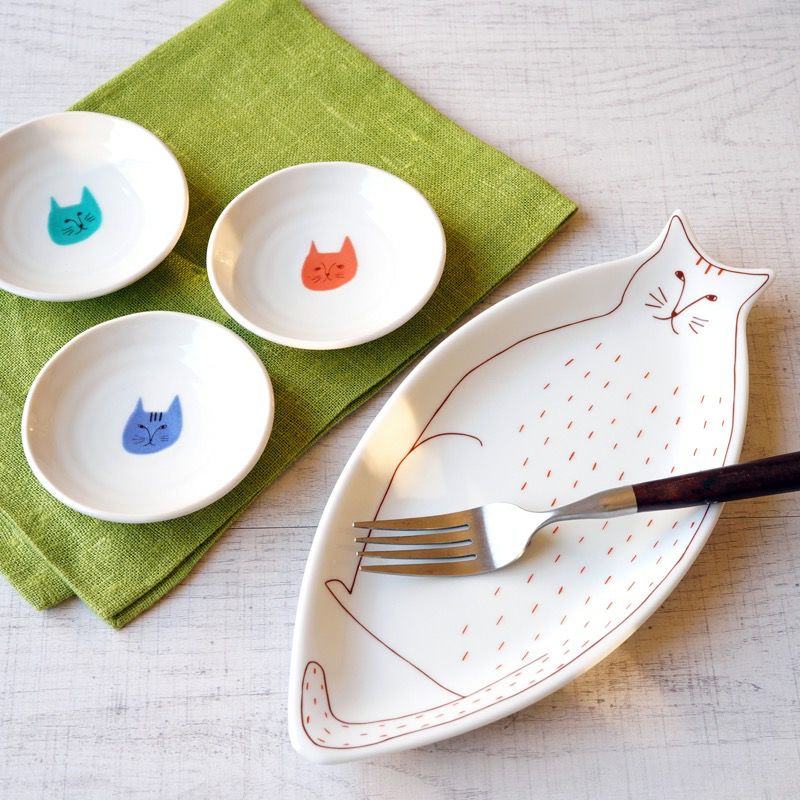 九谷焼 ハレクタニ 【ハレクタニ】ネコ豆皿 4pcsセット〈4枚〉 |皿や鉢