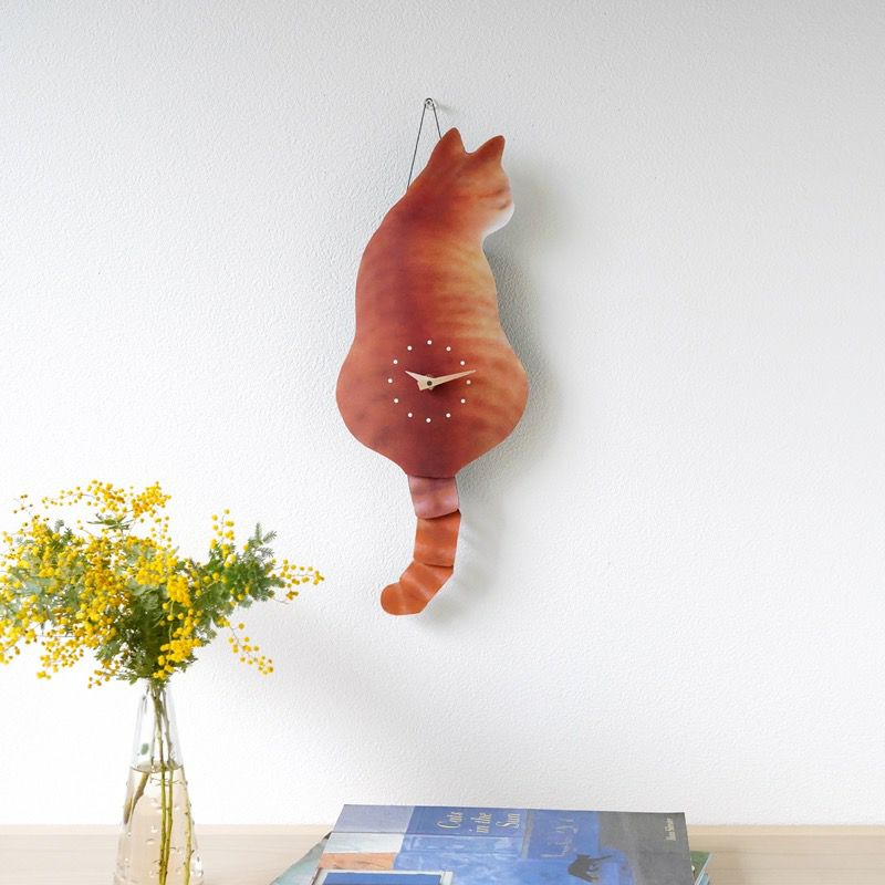 猫のしっぽをふる時計（猫時計） 藤井啓太郎 藤井 啓太郎 猫時計 茶