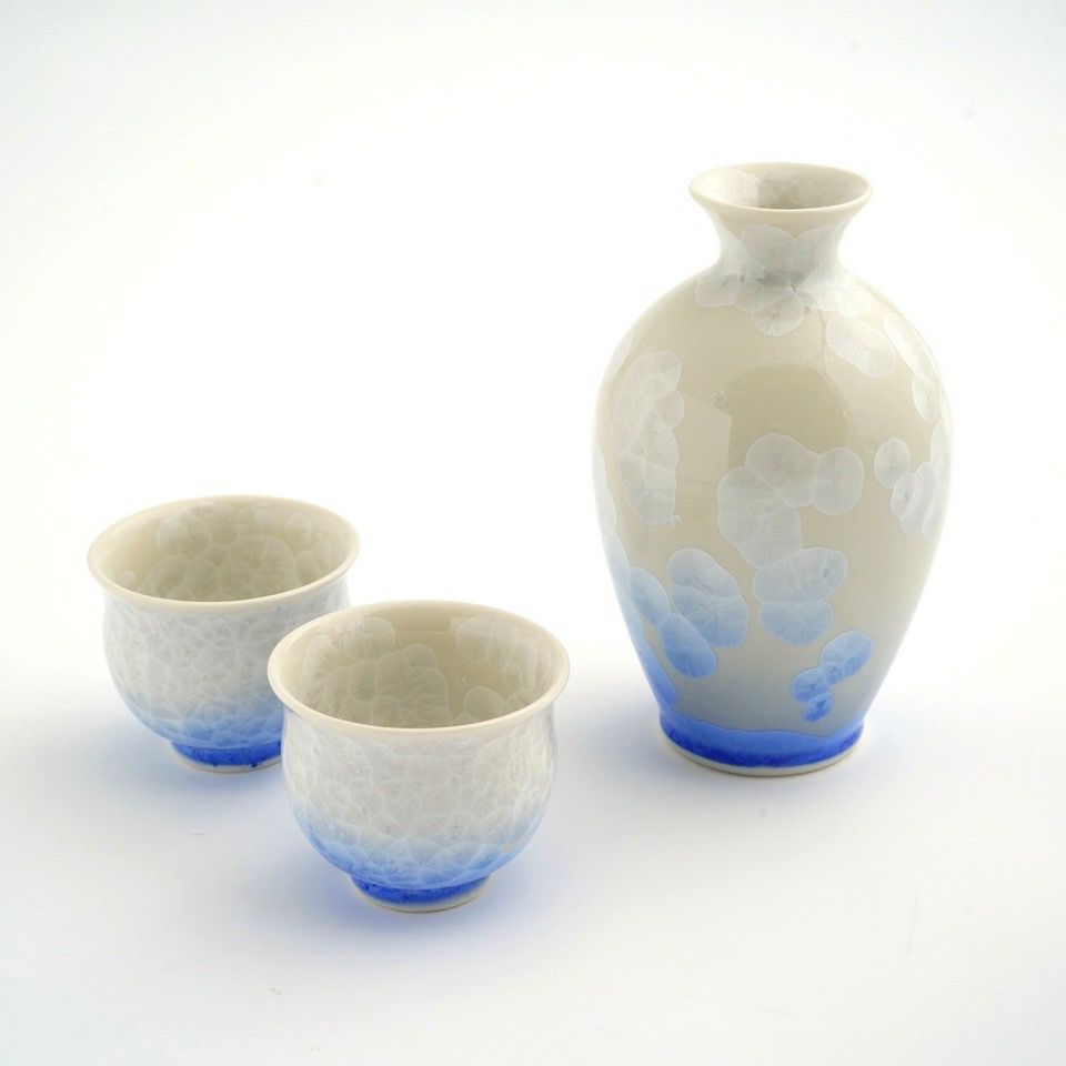花結晶 【京焼・清水焼】花結晶 お預け酒器（白地青）〈徳利1個