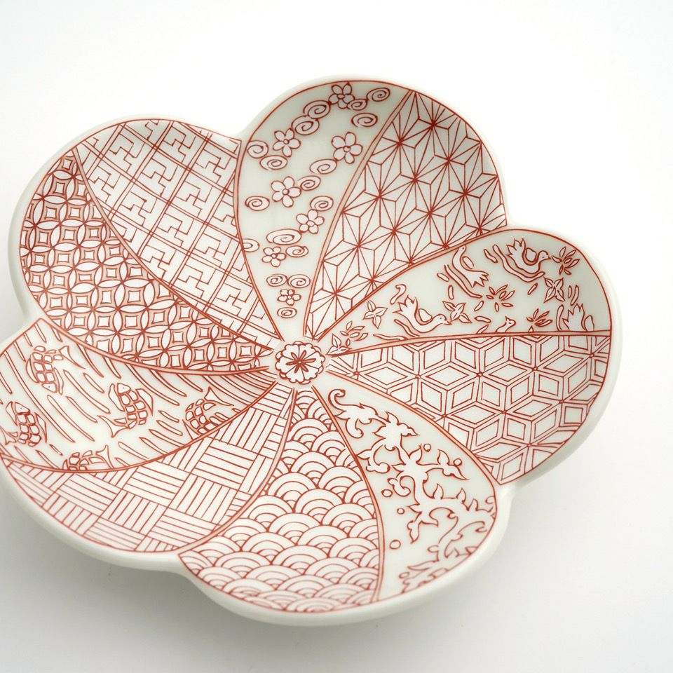 有田焼・伊万里焼（佐賀県） 【有田焼 幸楽窯】錦銀彩祥瑞捻梅形 小