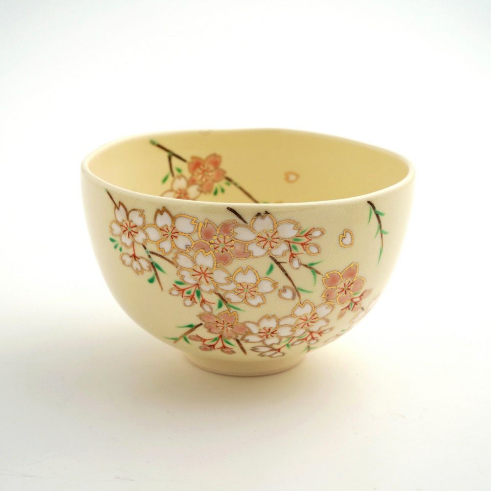 京焼・清水焼 抹茶碗 【京焼・清水焼】仁清しだれ桜 抹茶碗〈1個〉 |皿