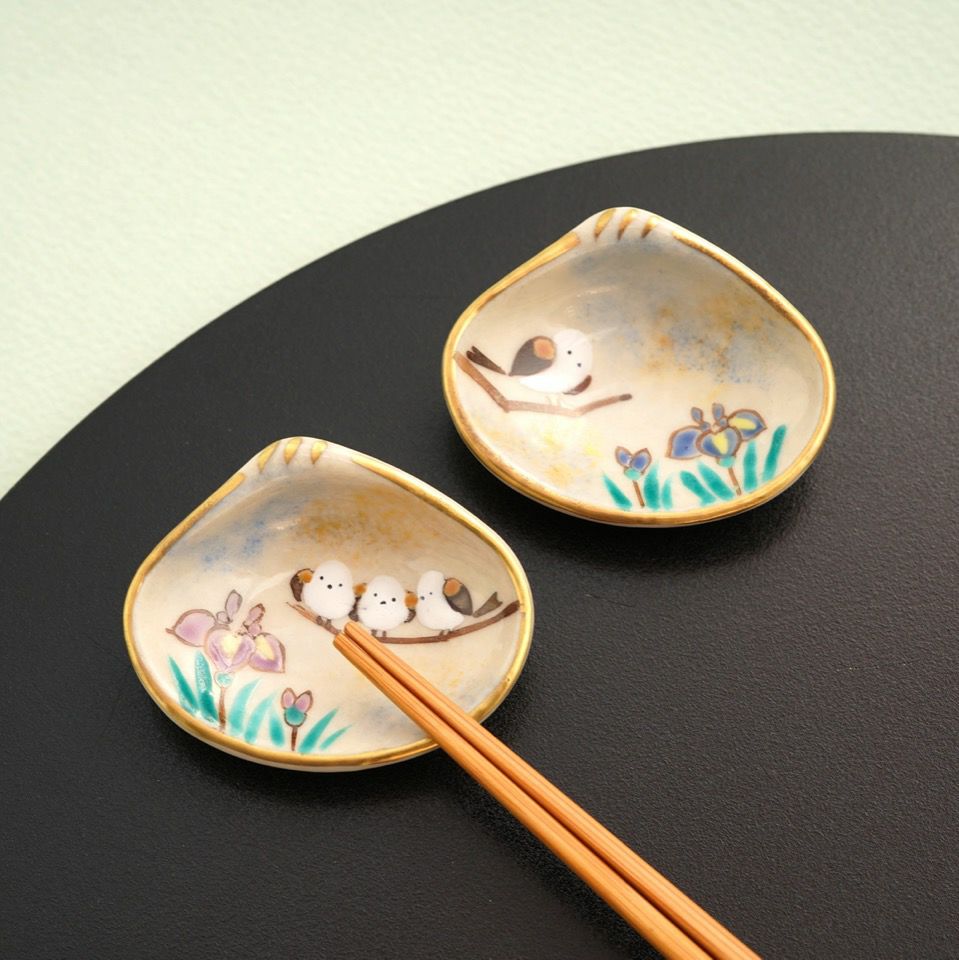 京焼・清水焼（京都府） 【京焼・清水焼】シマエナガ菖蒲 貝形 ペア箸