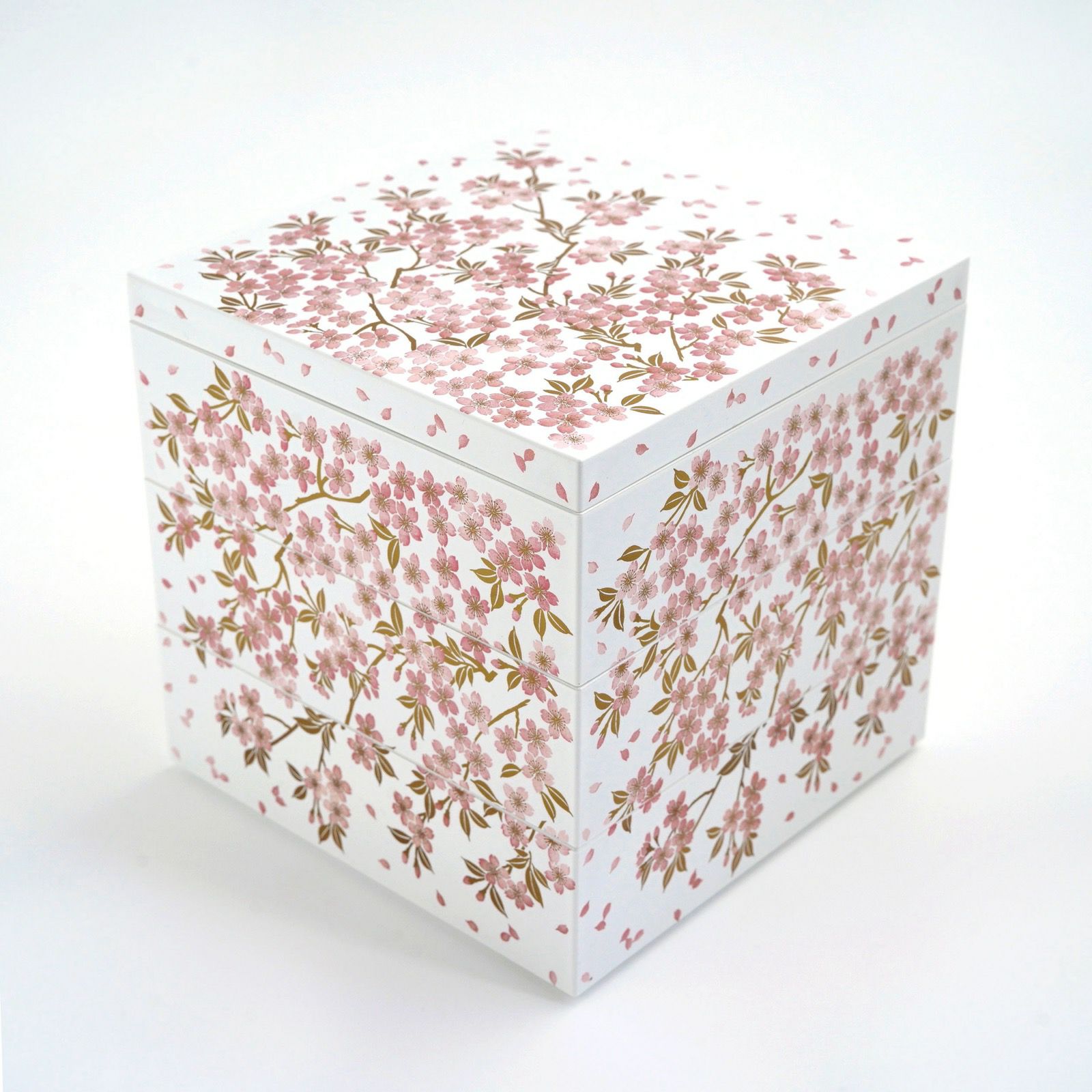 さくら漆器 【山中塗】さくら5.0 三段重（白/ピンク）〈1個〉 |皿や鉢