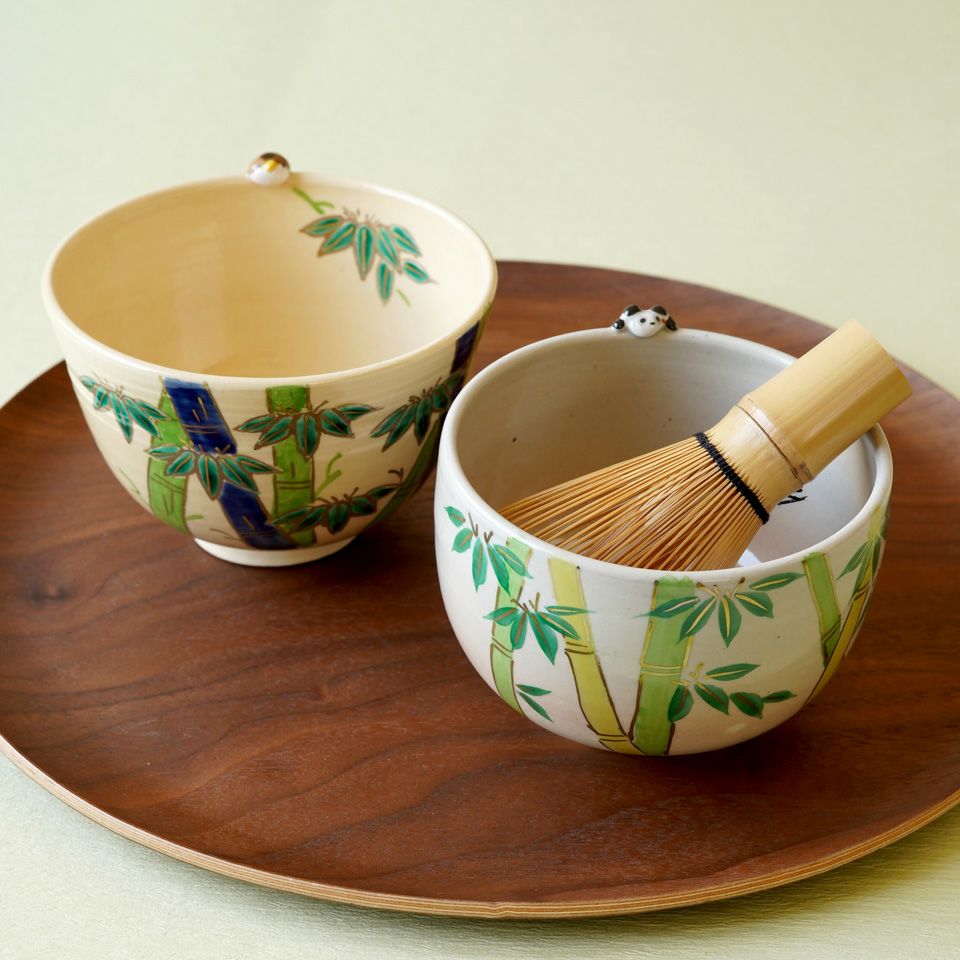 京焼・清水焼（京都府） 【京焼・清水焼】笹パンダ 抹茶碗〈1個〉 |皿