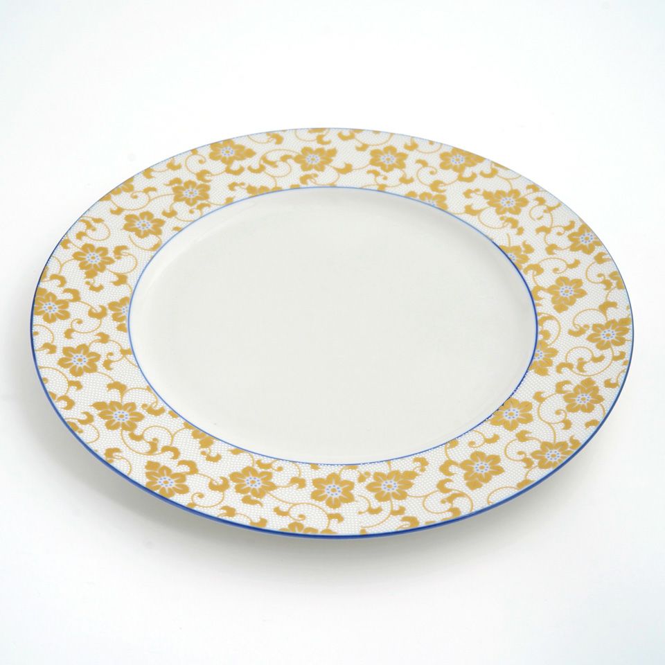 九谷焼 伝統柄 【九谷焼】6号ペア皿・マリーゴールドと吉祥紋〈2枚