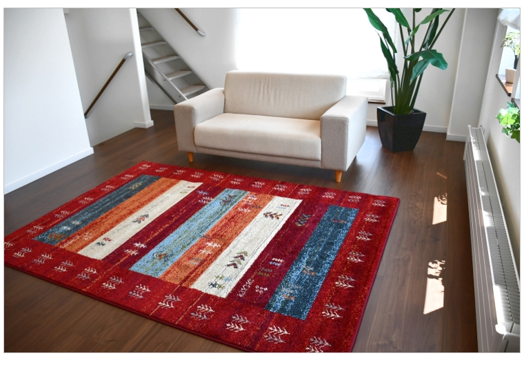 ギャッベ ラグ おしゃれ 3畳 160×230 カーペット 絨毯 じゅうたん 防炎