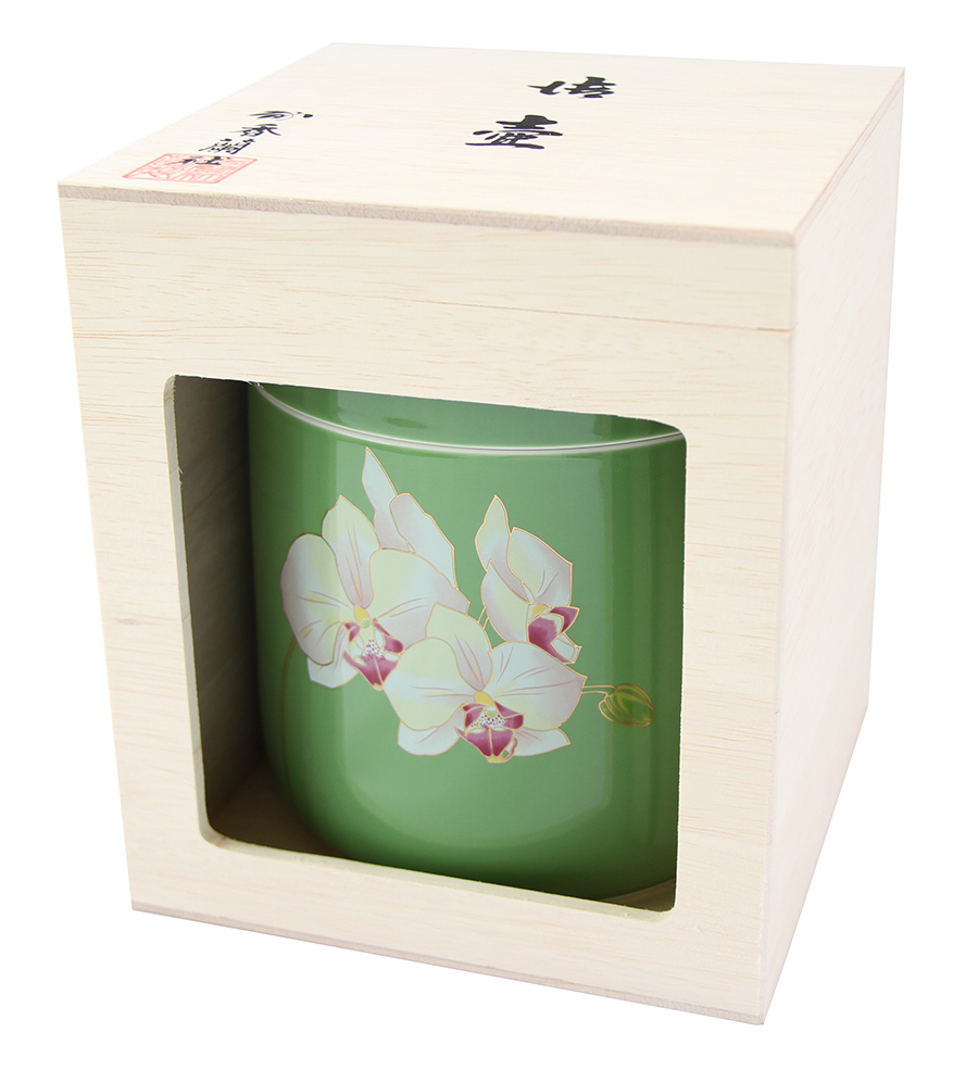 骨壺 香蘭社製 胡蝶蘭グリーン｜竹原葬祭