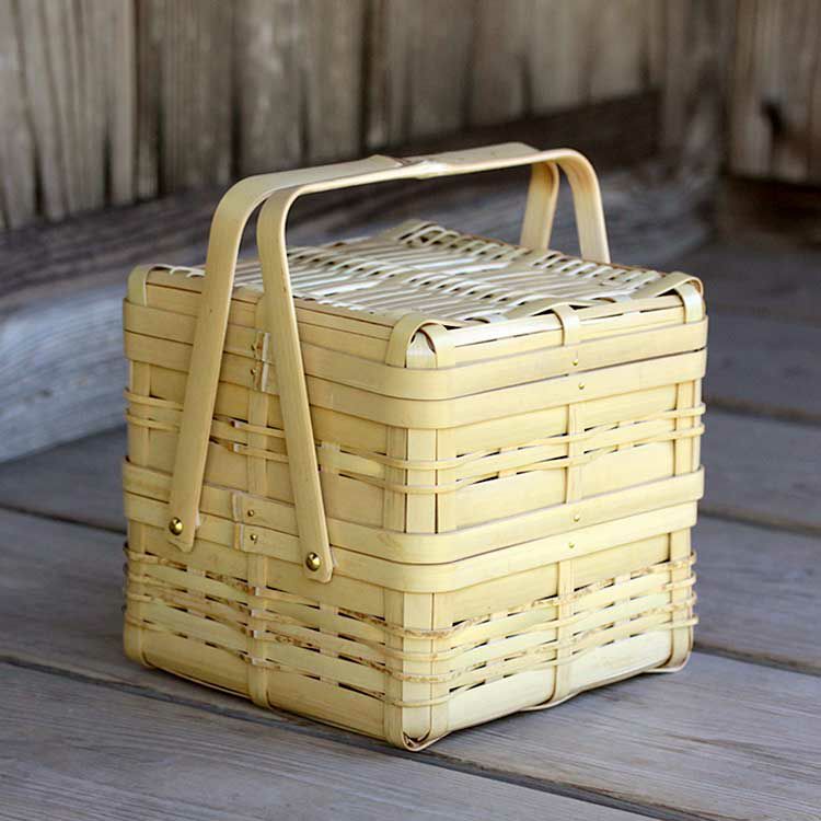 白竹二段弁当箱（四角） | 虎斑竹専門店 竹虎