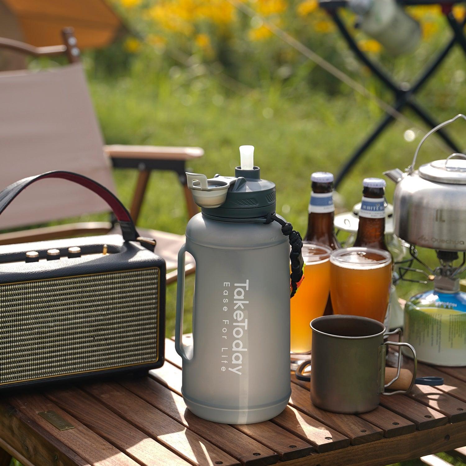 68oz Collapsible Water Bottle with Straw Lids & Paracord Handle