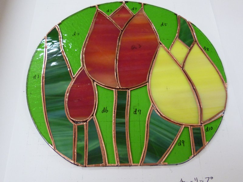 ネットで無料ステンドグラス教室《十両》コース A10.ハンダ付け作業