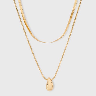 Organic Drop Multi-Strand Necklace - A New Day™ Gold: Nickel-Free
