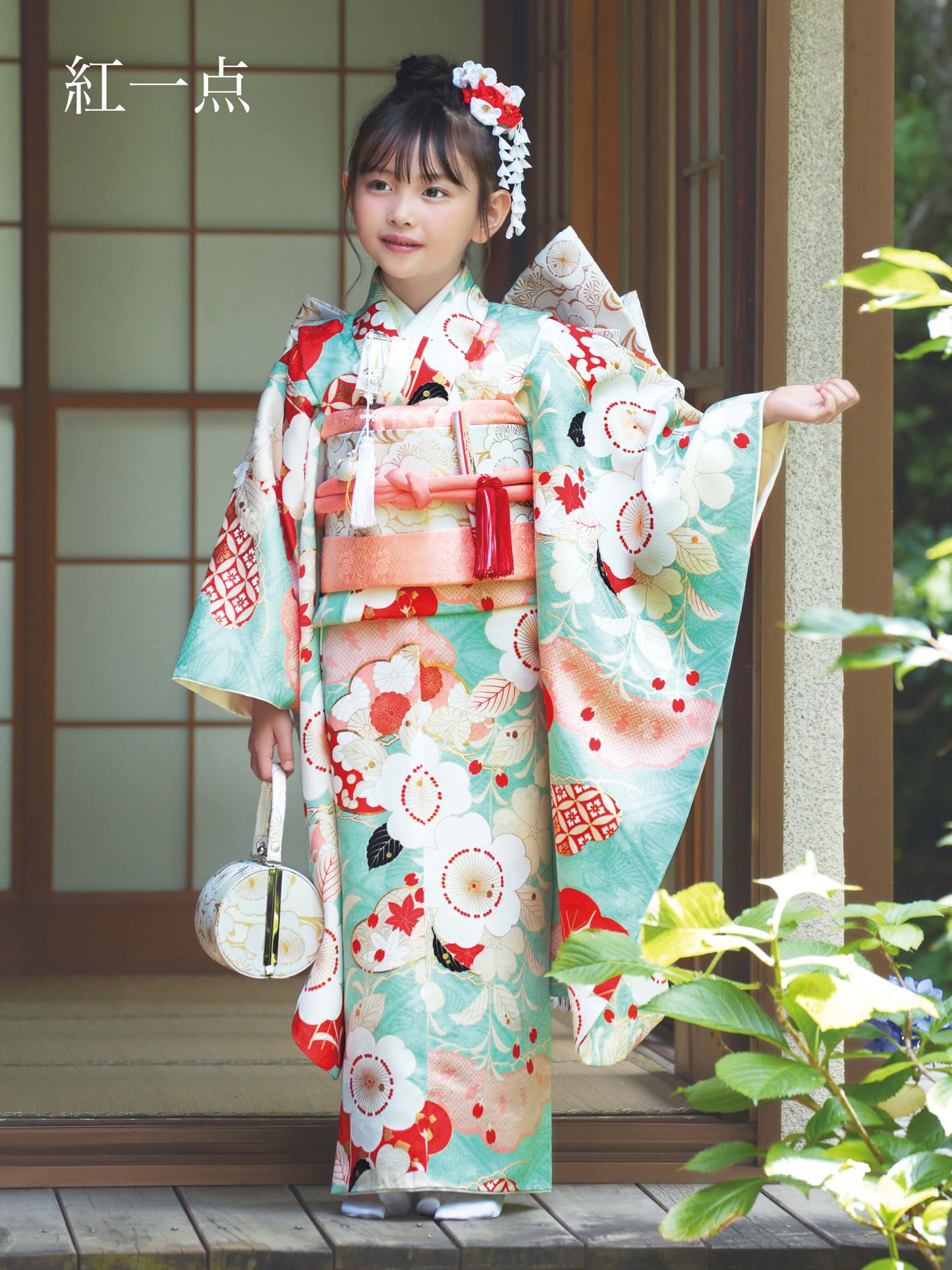 S0720 桜に松（青磁） | 七五三着物レンタル | tententen – tententen