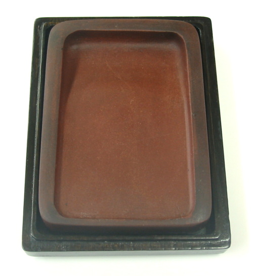 澄泥硯 長方型 蝦頭紅 7吋 - 書道用品専門店 弘梅堂