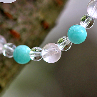 春の息吹」ローズクォーツ・アマゾナイトブレスレット（相合い～相生6