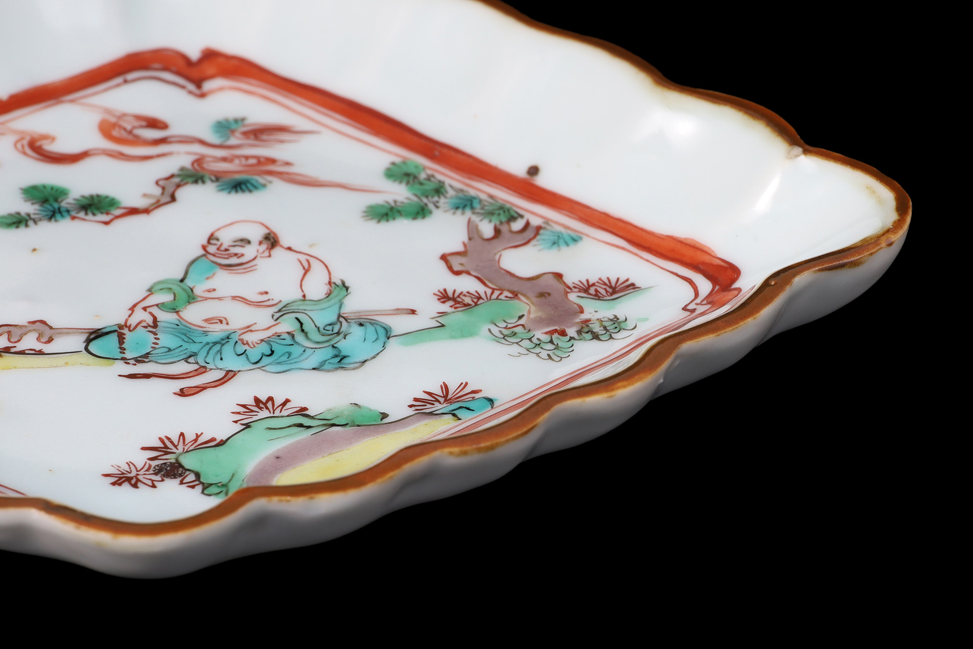 南京赤絵布袋文菱形皿（五客揃 / 明-清時代） - 天平堂（TENPYODO）