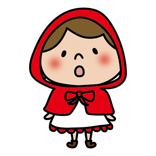 不思議そうな顔をしている赤ずきんちゃん | かわいい手描きの無料