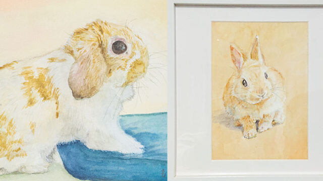 カラーでうさぎさんを描きました。2ぴょん。｜木彫りうさぎのパパ