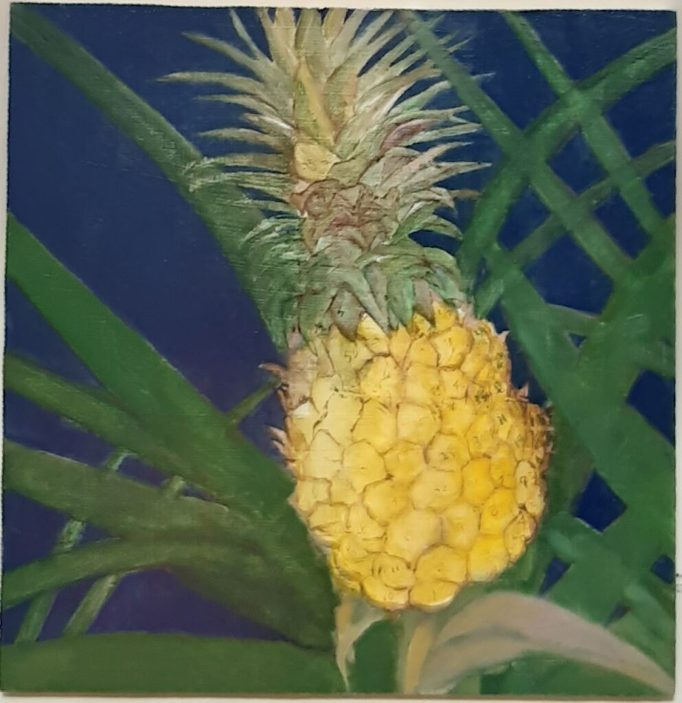 油彩画】思い出のパイナップル、制作期間1ヶ月の記録。プレゼントした