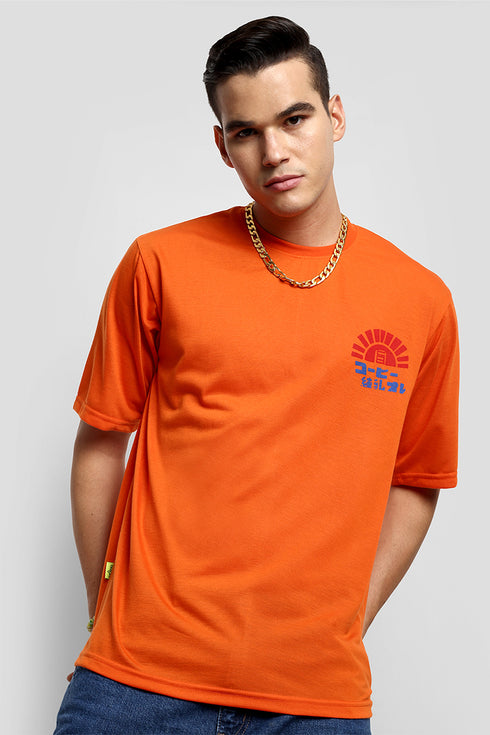 Shop Orange Anime Back Printed Oversized T shirt for Men at Best