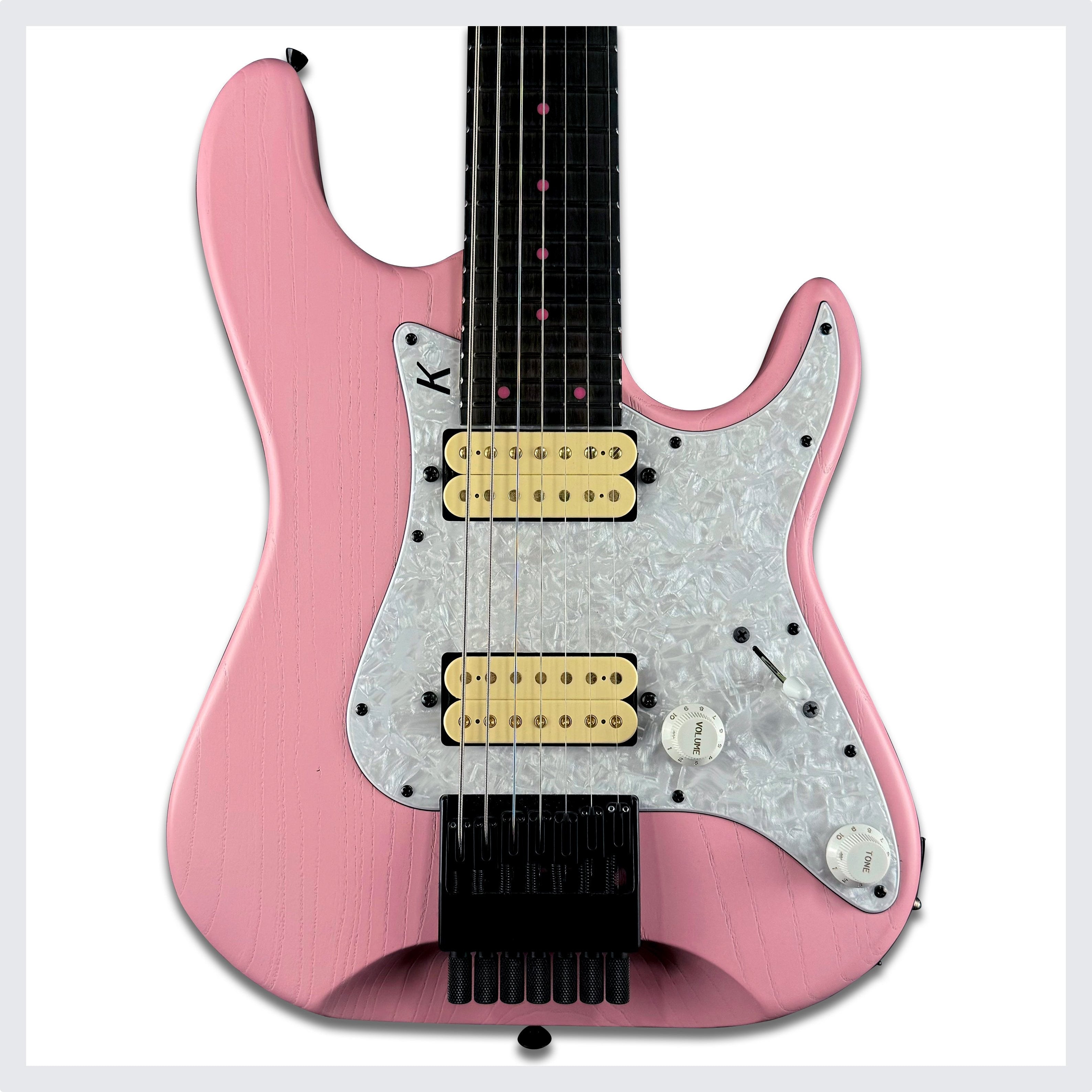Kiesel Headless Delos 7 | Light Pink Raw Tone Satin – The Vibrato Bar