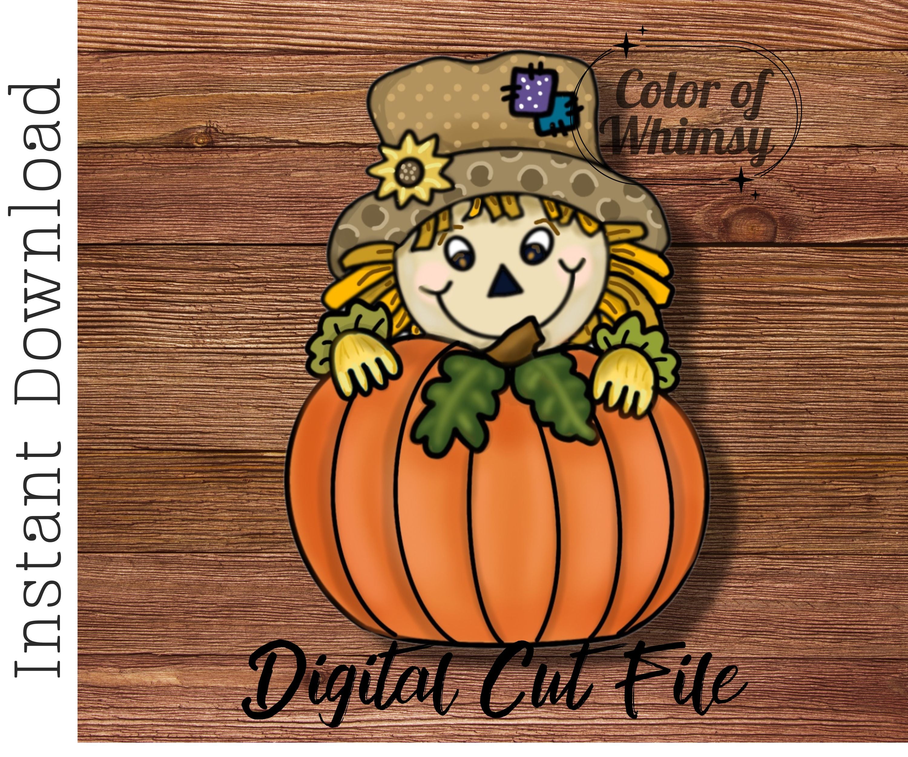 Scarecrow Behind Pumpkin Digital SVG File – The Color of Whimsy