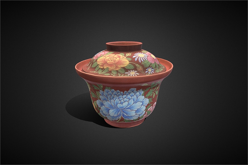 国立故宮博物院 3D文物鑑賞-3D文物-清 乾隆 炉鈞釉霊芝花挿