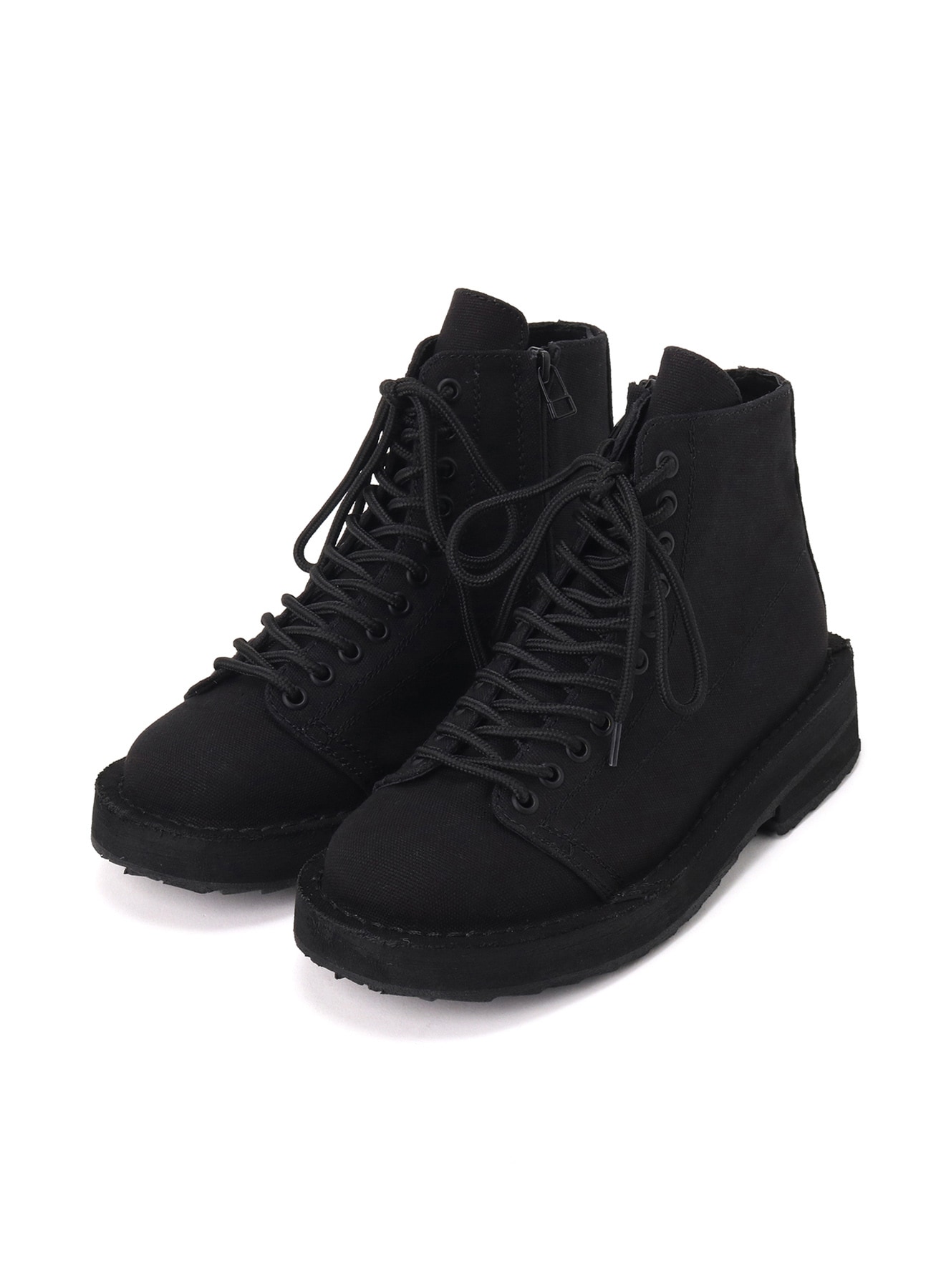 COTTON CANVAS LACE-UP BIKER BOOTS(23 Black): Ground Y｜THE SHOP