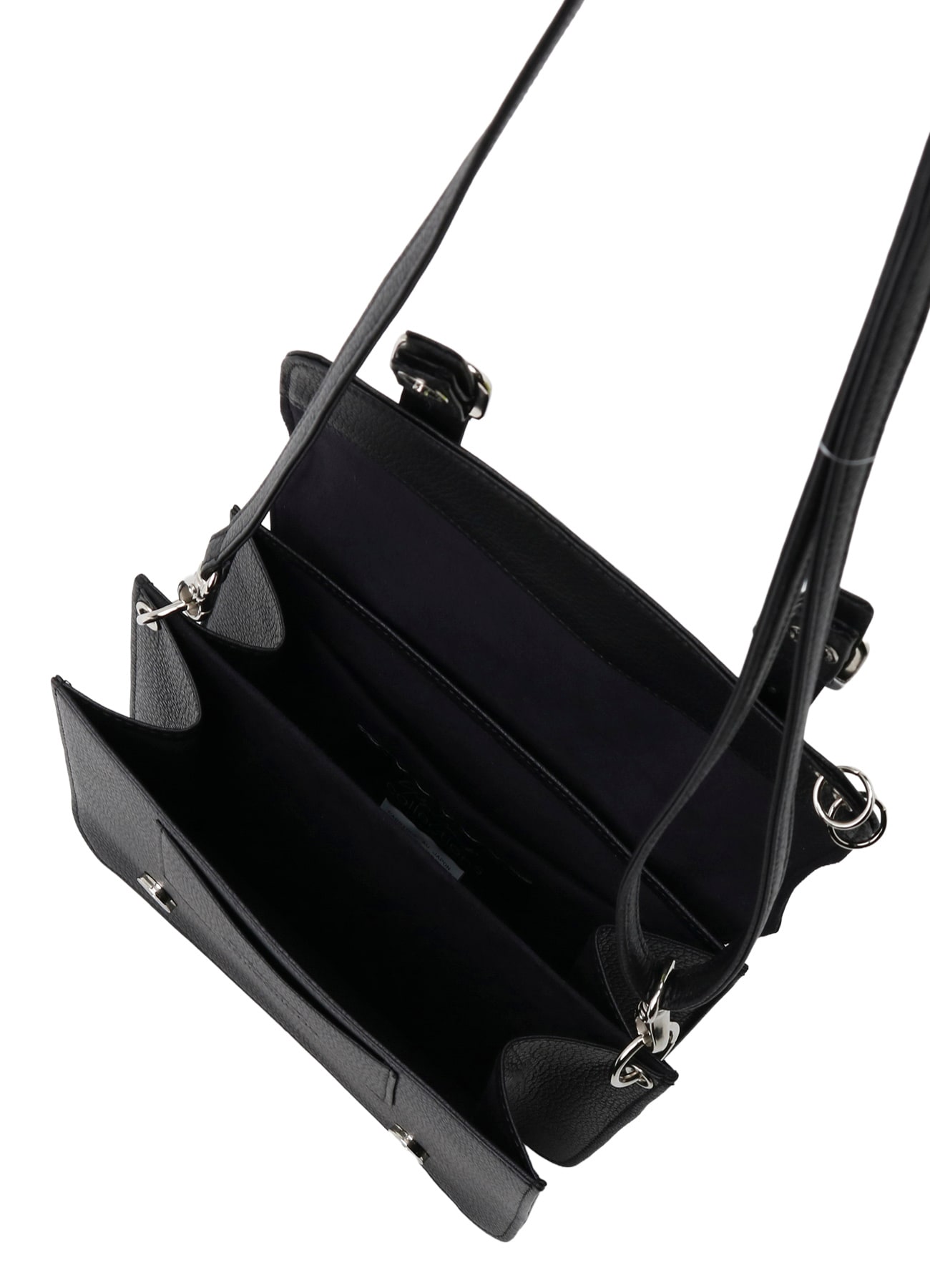 SHRINKED LEATHER FLAP MINI SHOULDER BAG(FREE SIZE Black): Yohji