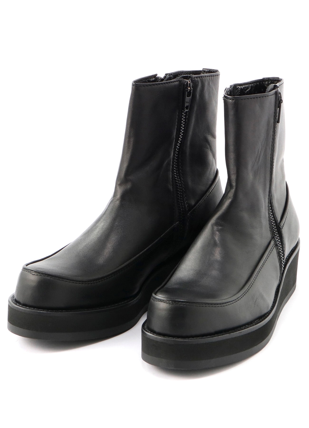 SOOMTH LEATHER PLATFORM ZIP UP BOOTS(22.5 Black): Y's｜THE SHOP