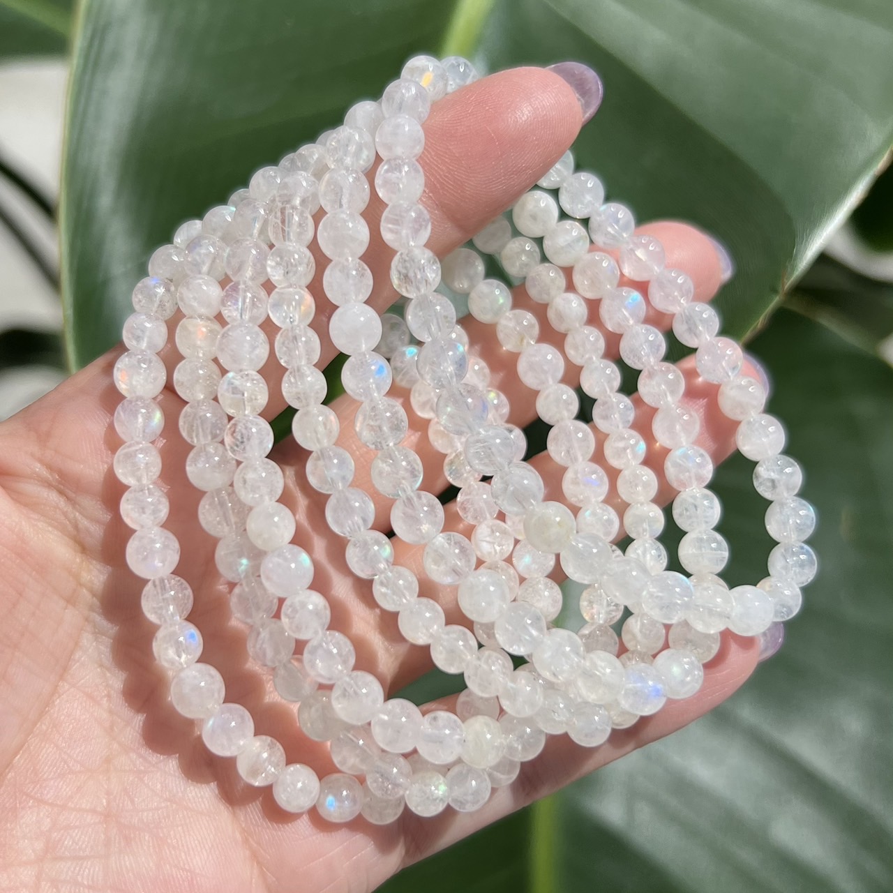 レインボーホワイトラブラドライト ブレスレット 約4~5mm(ランダム