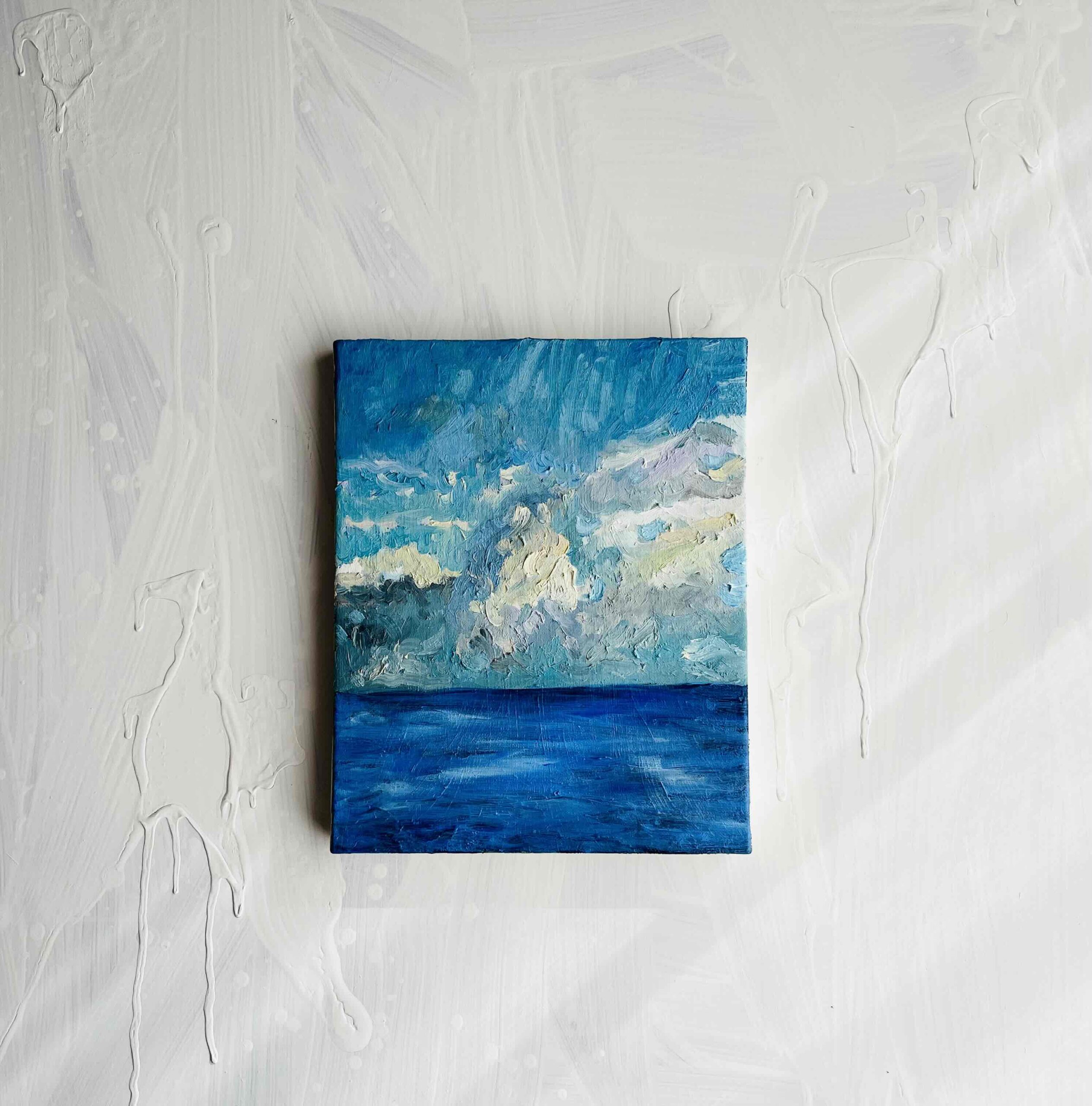 22×27㎝「朝の海7」F3・油彩・原画 | かいがのみせあかちゃん