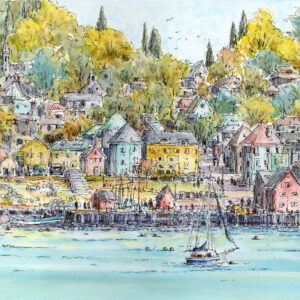 水彩画原画 江の島遠望・鎌倉山から ＃591 | syoumei ｜インテリア絵画