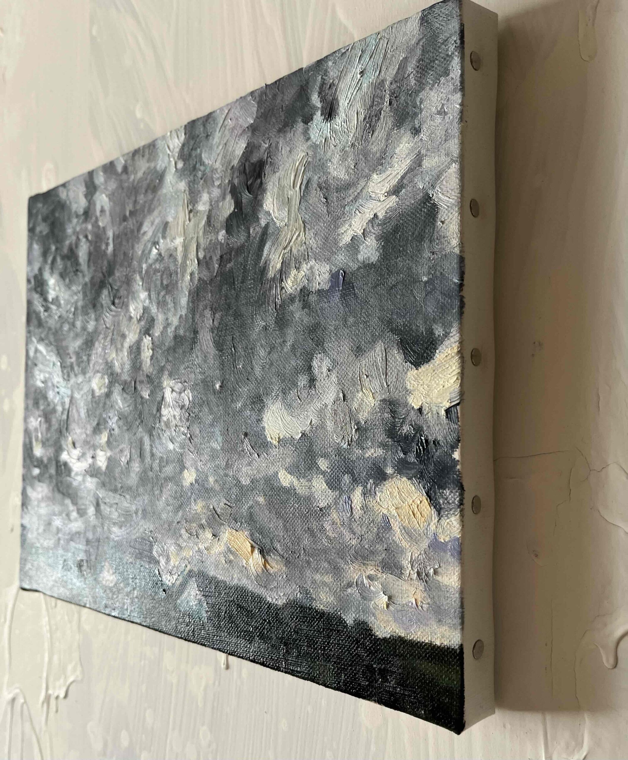 油彩画 原画「近所の風景 空 20262」アート 絵画 22×27㎝ F3