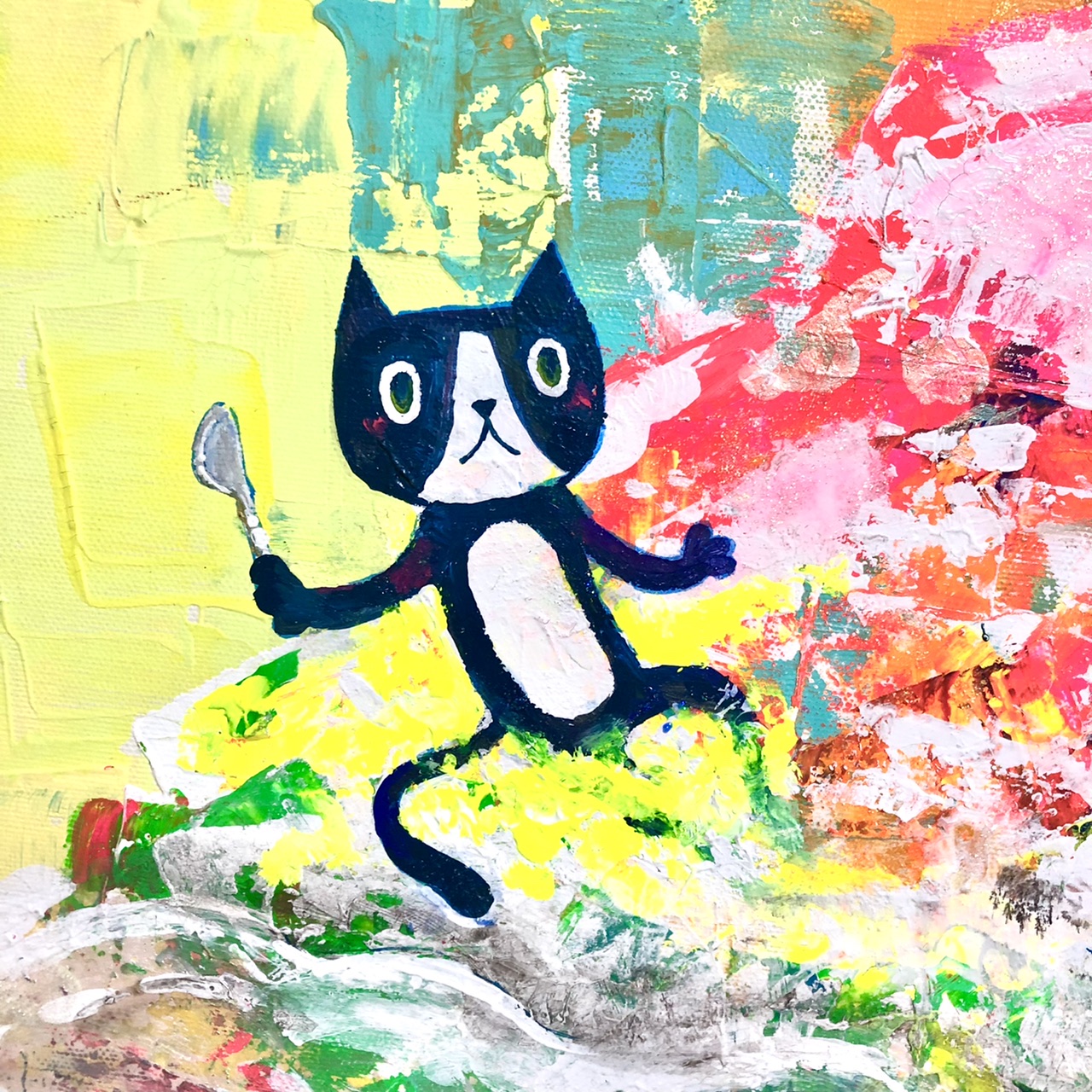 かき氷たらふく食べたい猫 | wacaco［ワカコ］ ｜インテリア絵画