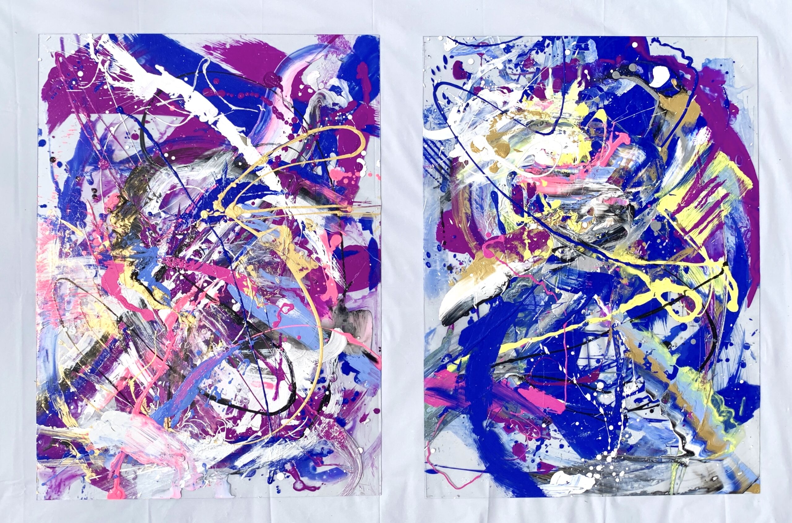 Action Painting〖 Free Yourself 〗抽象画 / アクリルボード2枚組