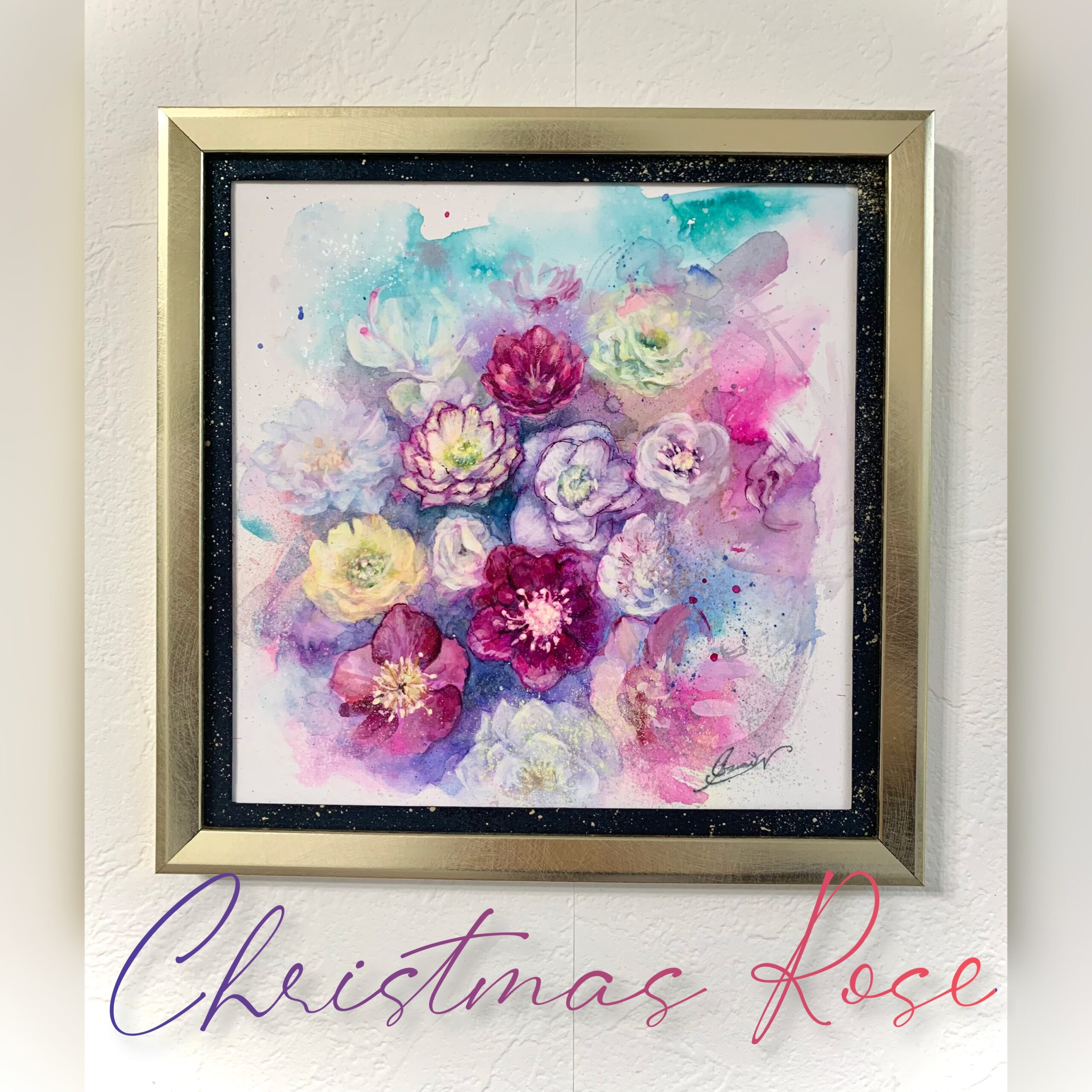アクリル画〖 Christmas Rose 〗/（ 20角サイズ 額入り） | Izumini