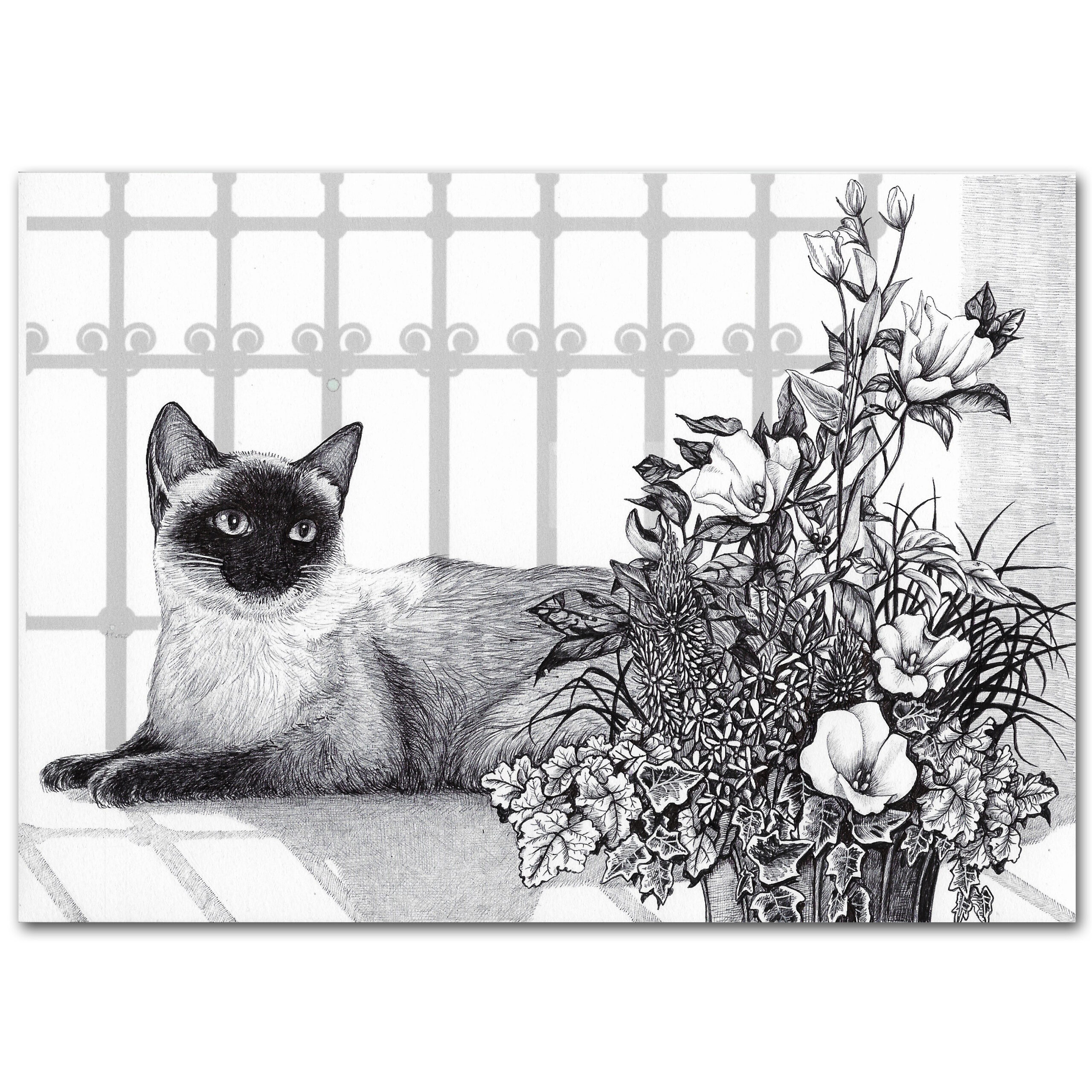 シャム猫&お花シリーズ】夏の巻 | so art animation ｜インテリア絵画