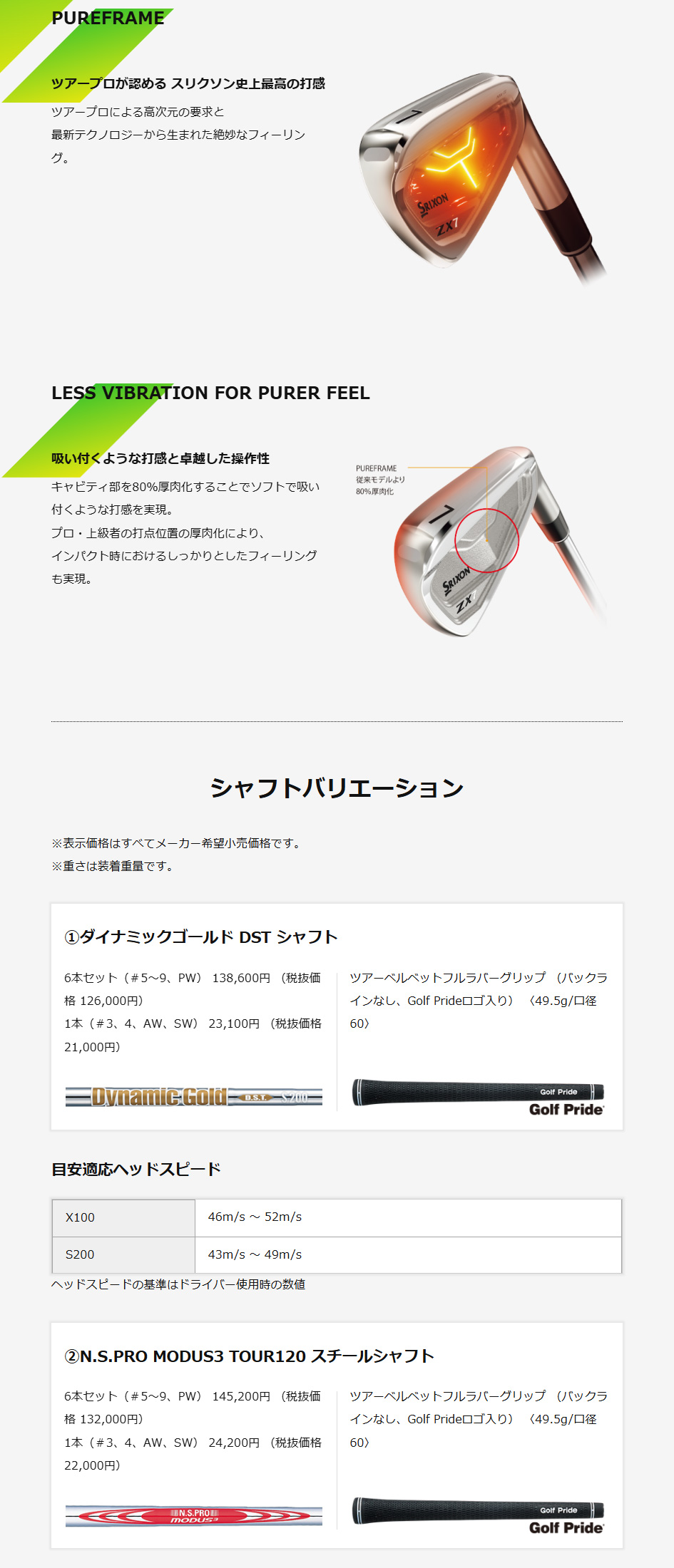 日本正規品】 DUNLOP スリクソン ZX7 Mk2 アイアンセット6本組(#5-9