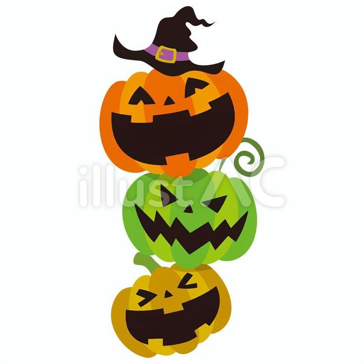ハロウィンのかぼちゃタワーイラスト - No: 22090200｜無料イラスト