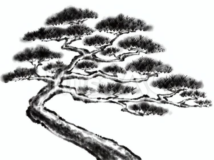 S_水墨画_松イラスト - No: 604414｜無料イラスト・フリー素材なら