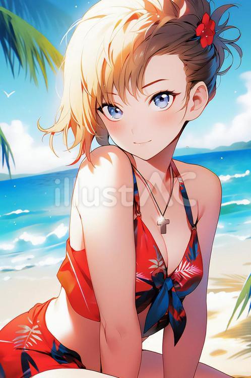 ビーチと水着イラスト - No: 24177331｜無料イラスト・フリー素材なら