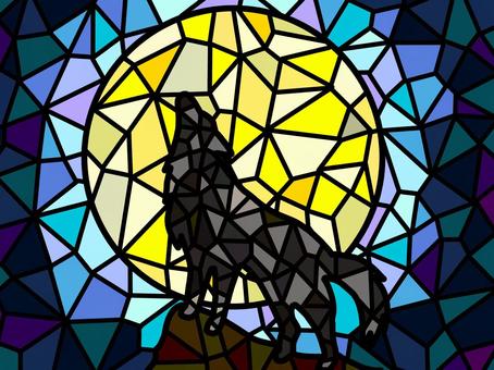 狼 ステンドグラスイラスト - No: 22008448｜無料イラスト・フリー素材