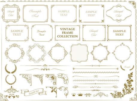 ビンテージフレーム／リボン／飾り枠イラスト - No: 772305｜無料