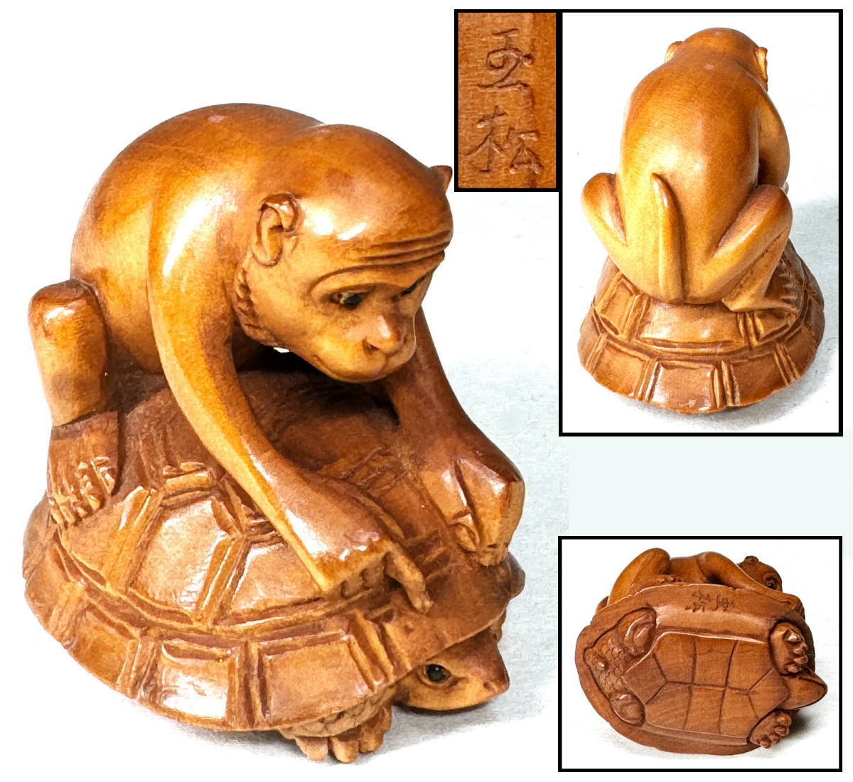 楽天市場】猿 根付（東洋彫刻｜彫刻）：アート・美術品・骨董品・民芸