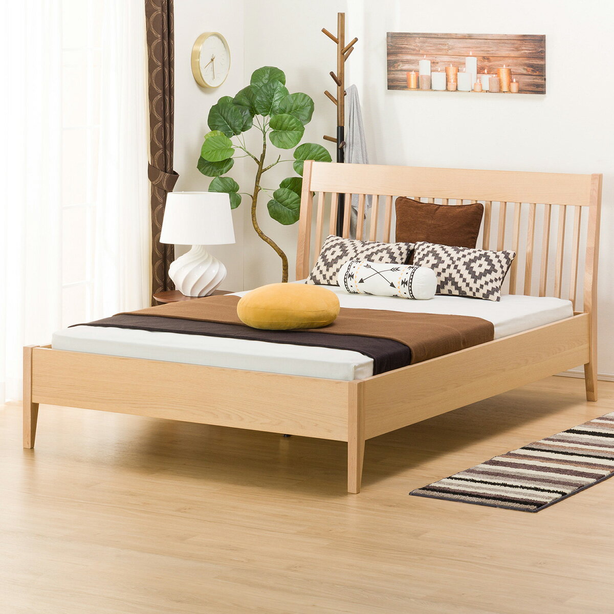 ダブルベッドフレーム(ヴァインMBR LEG/LOW 床板) 【配送員設置】 【5