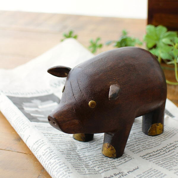 楽天市場】木彫り 豚 置物の通販