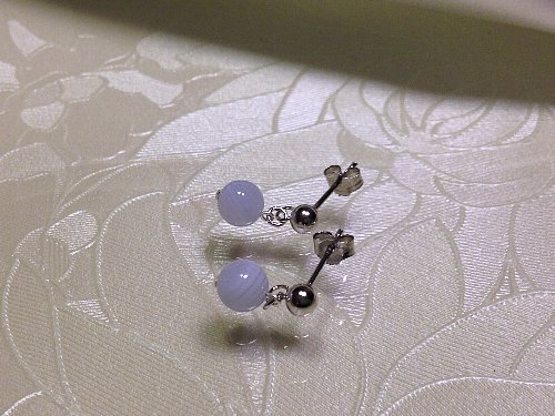 楽天市場】ブルーレースアゲート ピアスの通販