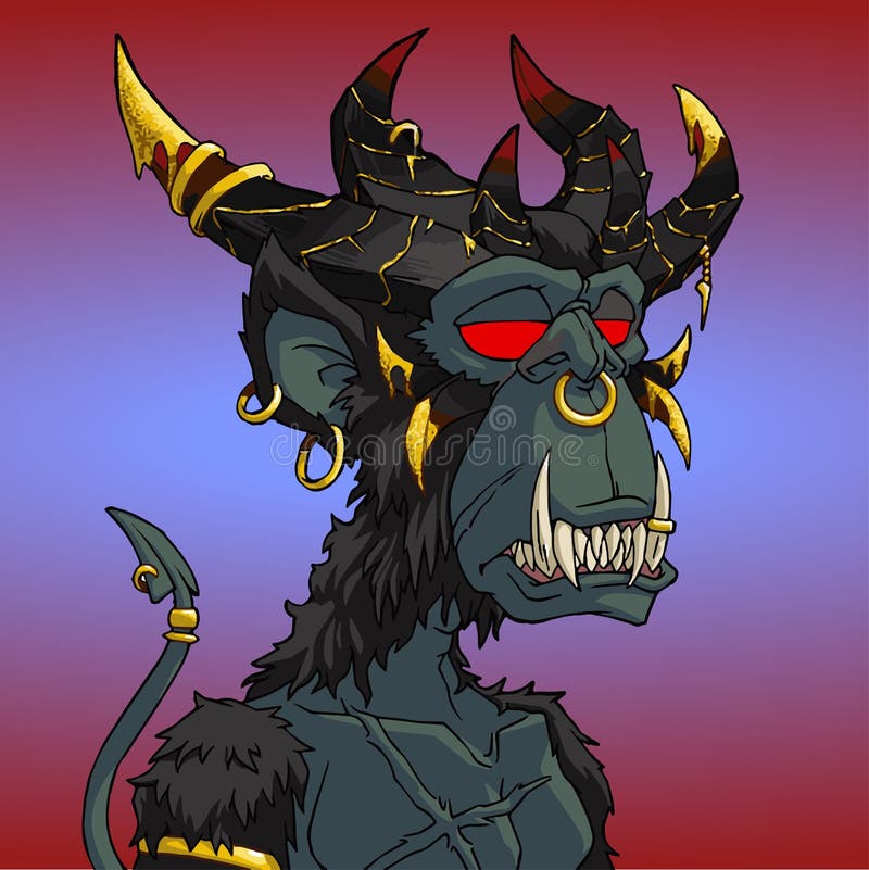 Devil Mutant Ape Yacht Club Illustration from Hell Stock Vector